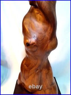 Vintage 60's Large Hand Carved 24 x 8 Woman Figurine Solid Wood Sculpture Teak