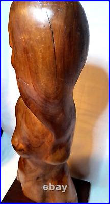 Vintage 60's Large Hand Carved 24 x 8 Woman Figurine Solid Wood Sculpture Teak