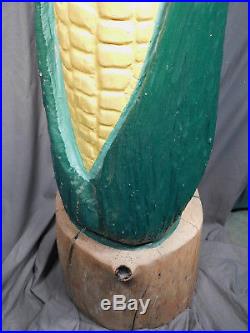 Vintage 64 Wood Carving Giant Ear Corn Shop Sign Trade Sculpture Folk Art Cob