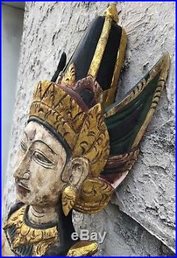Vintage 65 Nyi Blorong Indonesian Bali Mermaid Goddess Carved Wood Sculpture