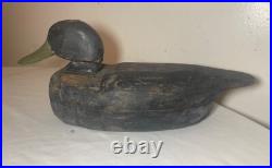 Vintage 69 Tuckerton carved wood Folk Art hollow body black duck decoy sculpture