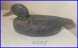 Vintage 69 Tuckerton carved wood Folk Art hollow body black duck decoy sculpture