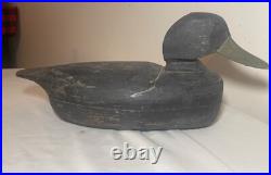 Vintage 69 Tuckerton carved wood Folk Art hollow body black duck decoy sculpture