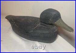 Vintage 69 Tuckerton carved wood Folk Art hollow body black duck decoy sculpture
