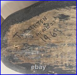 Vintage 69 Tuckerton carved wood Folk Art hollow body black duck decoy sculpture