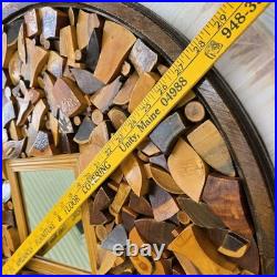 Vintage 70's Large Wood Sculpture Wall Hanging Art Mirror By Chester Moyer 28x28