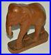 Vintage 70s Hand Carved Elephant Wooden Dark Wood Sculpture Figurine Statue 10