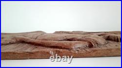 Vintage 80s 90s African traditional peasant themed wood sculpture wooden hanging