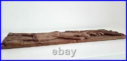Vintage 80s 90s African traditional peasant themed wood sculpture wooden hanging
