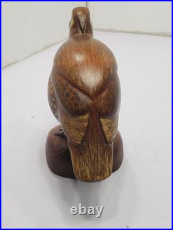 Vintage 80s RD Lewis 8 Quail Carving Sculpture Wood on Base Signed 6-15-83