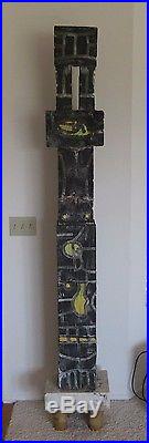 Vintage 84 Abstract Modernist Wood Sculpture Painting MID Century Totem Tiki