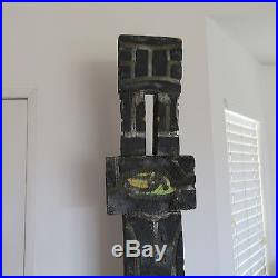 Vintage 84 Abstract Modernist Wood Sculpture Painting MID Century Totem Tiki