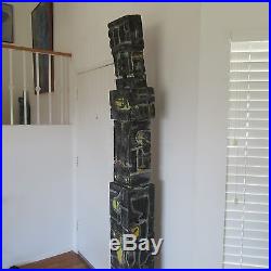 Vintage 84 Abstract Modernist Wood Sculpture Painting MID Century Totem Tiki