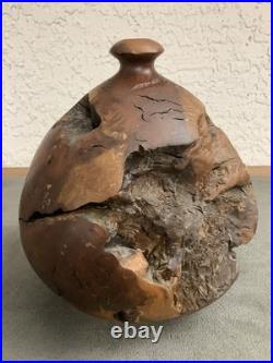 Vintage 84 Clead Christiansen Burl Wood Manzanita Carved Vase Signed Dated Rare