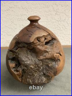 Vintage 84 Clead Christiansen Burl Wood Manzanita Carved Vase Signed Dated Rare