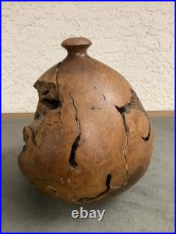 Vintage 84 Clead Christiansen Burl Wood Manzanita Carved Vase Signed Dated Rare