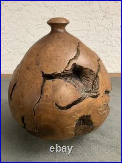 Vintage 84 Clead Christiansen Burl Wood Manzanita Carved Vase Signed Dated Rare