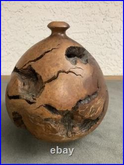 Vintage 84 Clead Christiansen Burl Wood Manzanita Carved Vase Signed Dated Rare