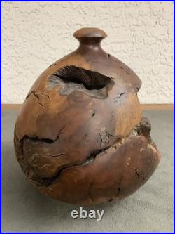 Vintage 84 Clead Christiansen Burl Wood Manzanita Carved Vase Signed Dated Rare