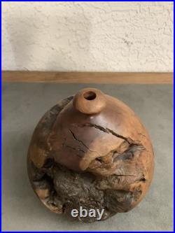 Vintage 84 Clead Christiansen Burl Wood Manzanita Carved Vase Signed Dated Rare