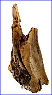 Vintage 90's Signed Jack Leslin Large Wood Carving Tree Spirit Wizard Folk Art