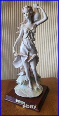 Vintage A. Belcari Resin & Wood Lady with Water Jug Sculpture 13.5 Inches