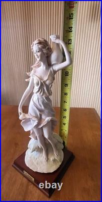 Vintage A. Belcari Resin & Wood Lady with Water Jug Sculpture 13.5 Inches