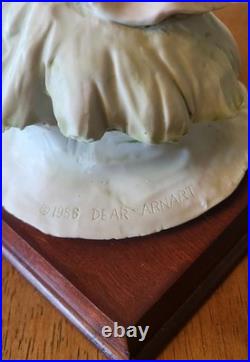 Vintage A. Belcari Resin & Wood Lady with Water Jug Sculpture 13.5 Inches