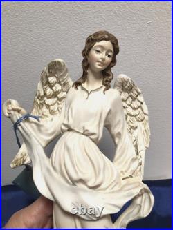 Vintage A. SANTINI Lady Angel Sculpture Resin 11.5 Figure on Wood Base