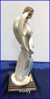 Vintage A. SANTINI Lady Angel Sculpture Resin 11.5 Figure on Wood Base