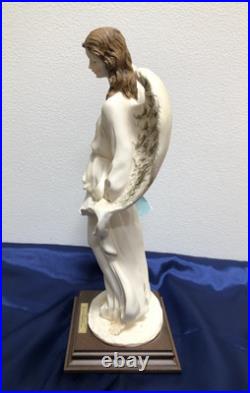 Vintage A. SANTINI Lady Angel Sculpture Resin 11.5 Figure on Wood Base