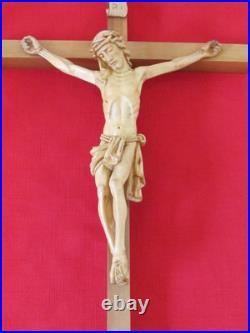 Vintage ANRI 23 Hand Carved Wood Crucifix Jesus Wall Cross Sculpture Italy