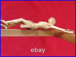 Vintage ANRI 23 Hand Carved Wood Crucifix Jesus Wall Cross Sculpture Italy