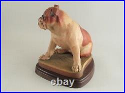 Vintage ANRI Bulldog Wood Carving Signed Helmut Diller Italy