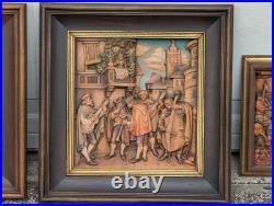 Vintage ANRI Italy Wood Carving Wall Plaque Carl Spitzweg Spanish Serenade