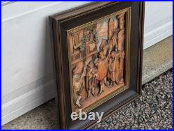 Vintage ANRI Italy Wood Carving Wall Plaque Carl Spitzweg Spanish Serenade