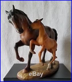 Vintage ANRI Mare with Colt Wood Carved Sculpture Helmut Diller 9x 7 Italy