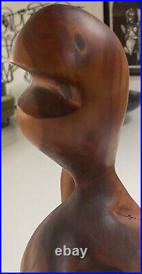 Vintage Abstract Biomorphic Figural Carved Wood Sculpture Mid Century Modern