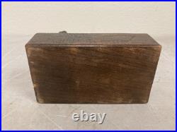 Vintage Abstract Bronze Copper Sculpture on Wood Base Modernist Brutalist Art