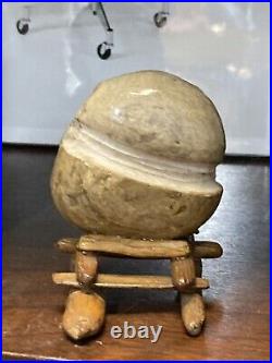 Vintage Abstract Carved Stone & Wood Sculpture Signed Inuit