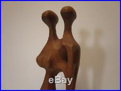 Vintage Abstract Expressionism Modernism Wood Cuban Nude Sculpture Statue Cubist