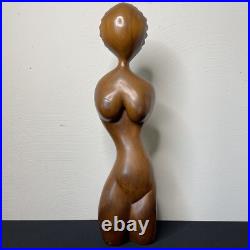 Vintage Abstract Female Figural Sculpture Mid Century Modern Biomorphic Wood 21