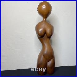 Vintage Abstract Female Figural Sculpture Mid Century Modern Biomorphic Wood 21