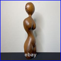 Vintage Abstract Female Figural Sculpture Mid Century Modern Biomorphic Wood 21