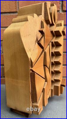 Vintage Abstract Handmade Woodblock Sculpture Modern Art Object SHOEmaker MCM
