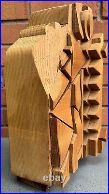 Vintage Abstract Handmade Woodblock Sculpture Modern Art Object SHOEmaker MCM