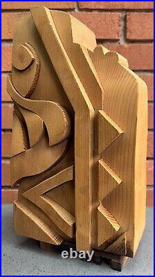 Vintage Abstract Handmade Woodblock Sculpture Modern Art Object SHOEmaker MCM