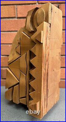 Vintage Abstract Handmade Woodblock Sculpture Modern Art Object SHOEmaker MCM