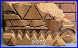 Vintage Abstract Handmade Woodblock Sculpture Modern Art Object SHOEmaker MCM