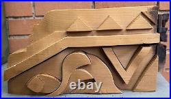 Vintage Abstract Handmade Woodblock Sculpture Modern Art Object SHOEmaker MCM